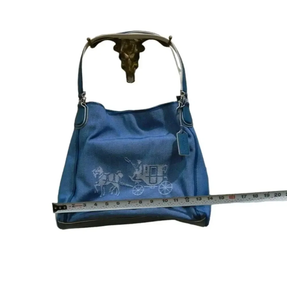 Coach tote horse carriage denim blue Edie hobo Purse Handbag NWT